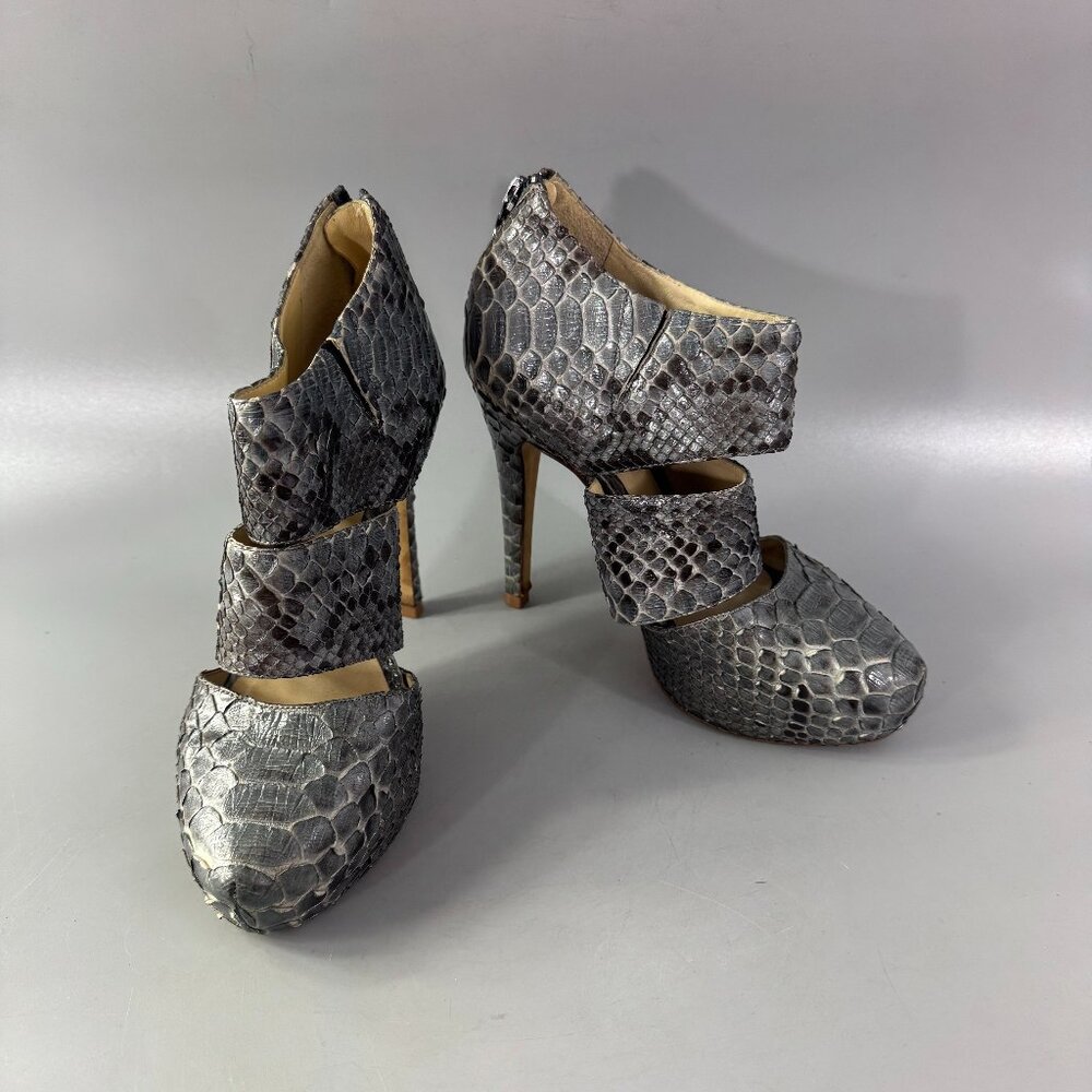 Alexandre Birman Two-Tone Python Leather Heels, S… - image 1